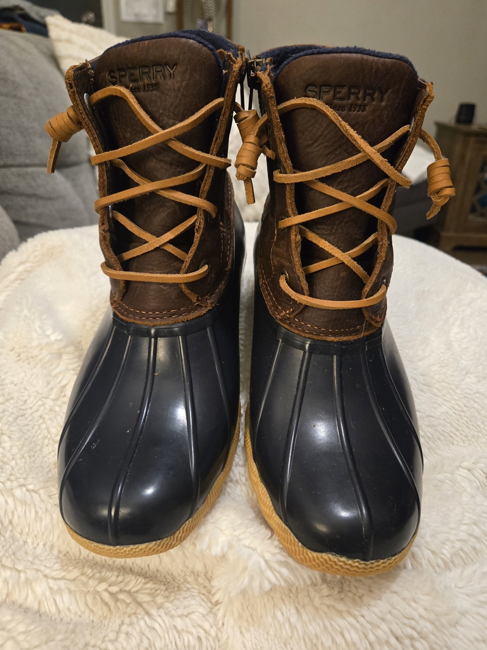 Sperry Womens' Brown & Navy Waterproof Duck Boots